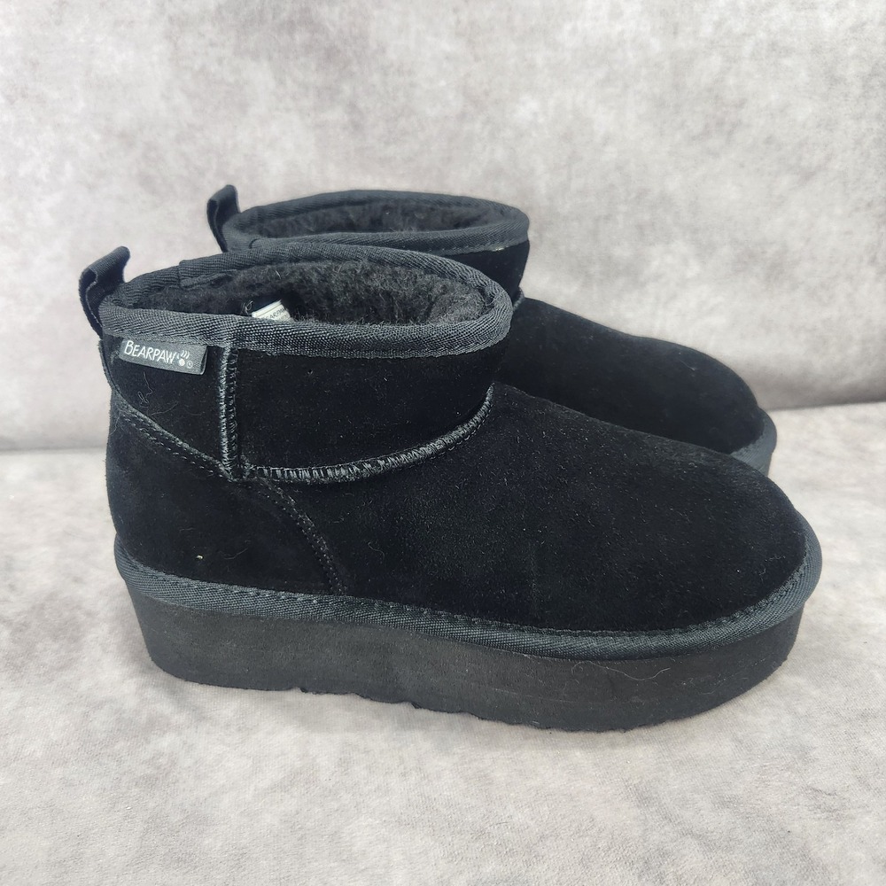 BEAR PAW RETRO‎ SHORTY Black 8 Medium Platform Boots NEW